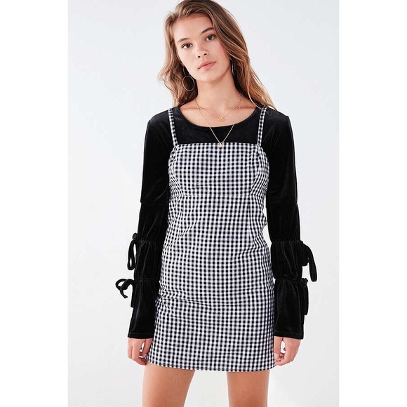 Black White Gingham Mini Dress - Picture 2 of 6